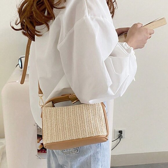 White Glamorous Women's Mini Handbag With Lock Button - Picture 9 of 10